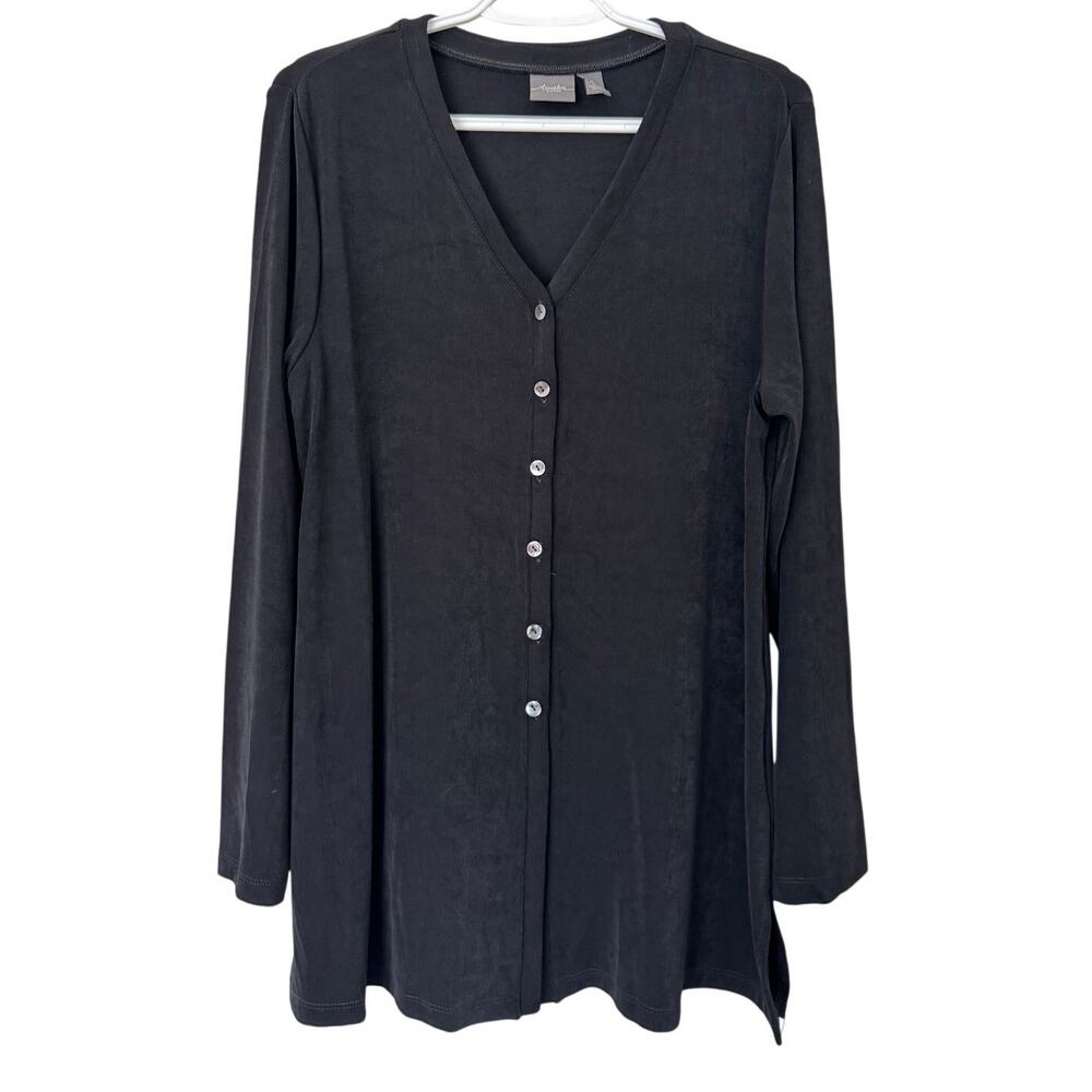 Chico's Travelers Black Button Front Long Sleeve‎ Cardigan Size 2/ Medium